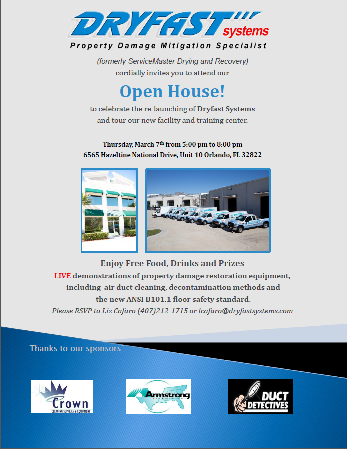 DryFast Systems Has an Open House on Thursday Everyone!